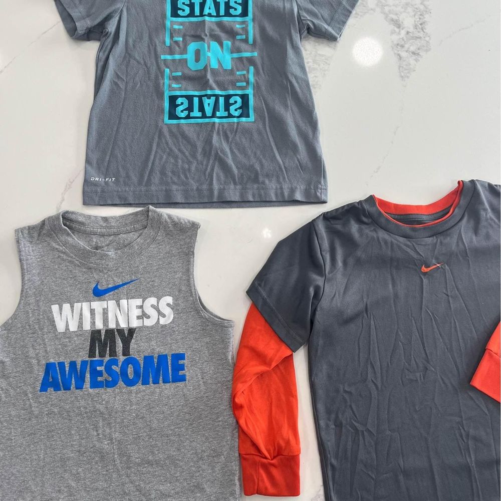 Size 6 Nike Tee Shirts orange gray blue black white 1 short 1 Long sleeve 1 tank